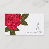 Red Rose Nat Hair Stylist Silver Scissors Visitekaartje (Achterkant)