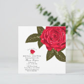 Red Rose Natte Water Dewdrops Vrijgezellenfeest Kaart (Staand voorkant)