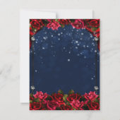 Red Rose Navy Blue Princess Party RSVP Kaart (Achterkant)