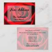 Red Rose Nieuwe Adresaankondiging Notitiekaartje (Voorkant / Achterkant)