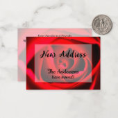 Red Rose Nieuwe Adresaankondiging Notitiekaartje (Voorkant / Achterkant in situ)
