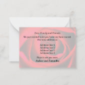 Red Rose Nieuwe Adresaankondiging Notitiekaartje (Achterkant)