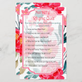 Red Rose Nursery Rhyme Quiz baby shower game (Voorkant / Achterkant)