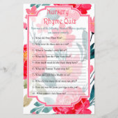 Red Rose Nursery Rhyme Quiz baby shower game (Voorkant)