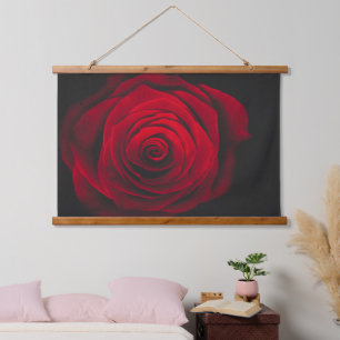 Red rose on black background vintage effect hangend wandkleed
