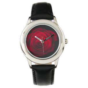Red rose on black background vintage effect horloge