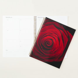 Red rose on black background vintage effect planner