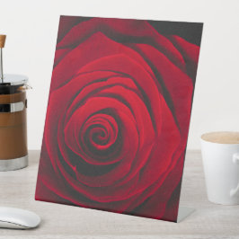 Red rose on black background vintage effect reclamebord met voetstuk