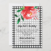 Red Rose on Black Check KY Derby Party Invitations (Voorkant)