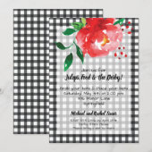 Red Rose on Black Check KY Derby Party Invitations (Voorkant / Achterkant)