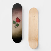 Red Rose on Black met naam Persoonlijk Skateboard (Voorkant)