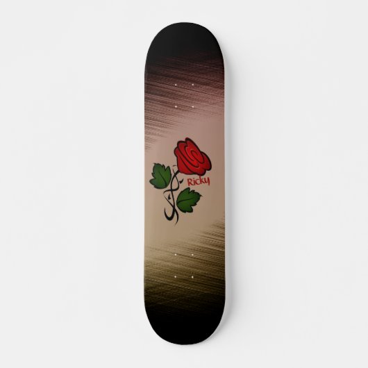 Red Rose on Black met naam Persoonlijk Skateboard (Voorkant)