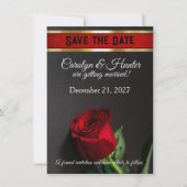 Red Rose on Black Wedding Save The Date (Voorkant)