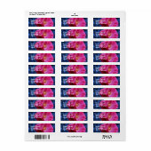 Red Rose on Blue Tint Flower Address Etiket (Full Sheet)
