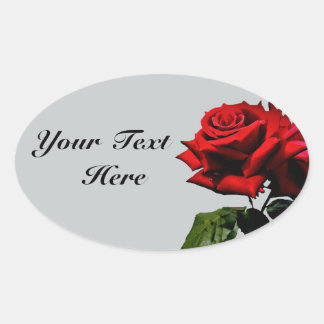 Red Rose on Gray Birthday Event Ovale Sticker