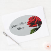 Red Rose on Gray Birthday Event Ovale Sticker (Envelop)