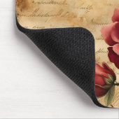 Red Rose on Old Parchment Mouse Pad Muismat (Hoek)