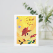 Red Rose on Yellow Briefkaart (Staand voorkant)