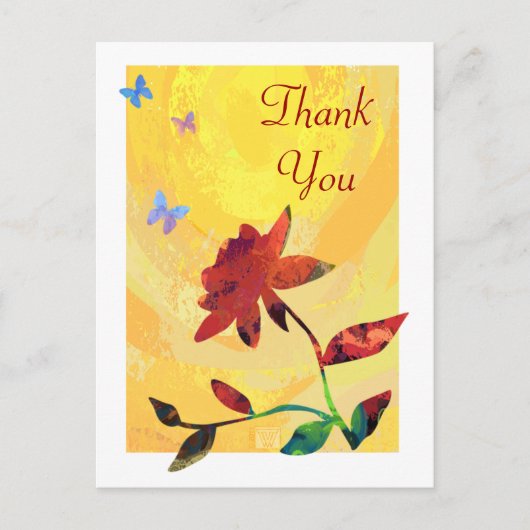 Red Rose on Yellow Briefkaart (Voorkant)