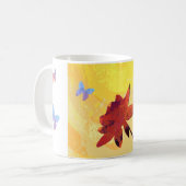 Red Rose on Yellow Koffiemok (Voorkant links)