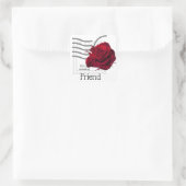 Red Rose-ontwerp Vierkante Sticker (Tas)