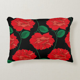 Red Rose op Black Accent Kussen