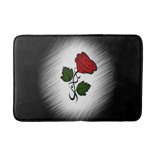 Red Rose op Black Badmat (Voorkant)