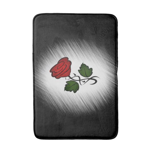 Red Rose op Black Badmat (Voorkant Verticaal)