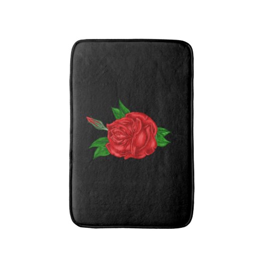 Red Rose op Black Badmat (Voorkant Verticaal)
