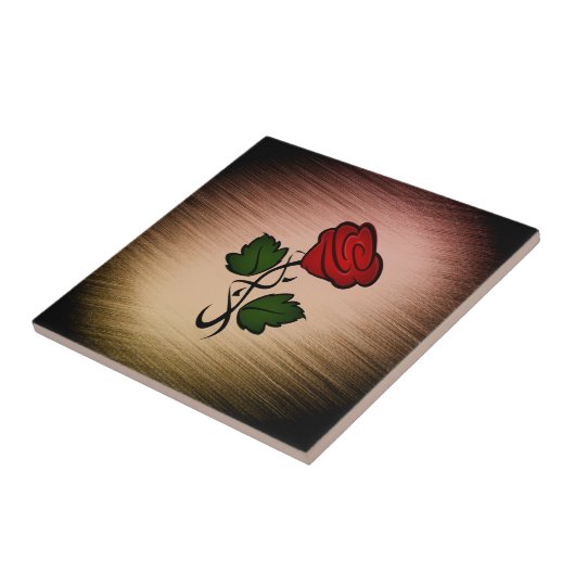 Red Rose op Black Tegeltje (Zijkant)