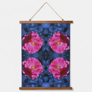 Red Rose op Blue Tint Abstracte ventilator Hangend Wandkleed