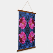 Red Rose op Blue Tint Abstracte ventilator Hangend Wandkleed (Gebogen)
