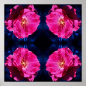 Red Rose op Blue Tint Abstracte ventilator Poster (Voorkant)