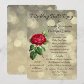 Red Rose op Bokeh Lights Post Wedding Reception Kaart (Voorkant / Achterkant)