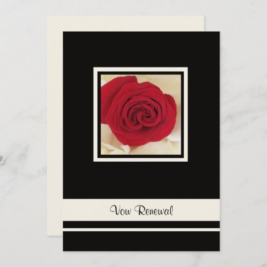 Red Rose op Cream Roos Petals Vow Vernieuwing Kaart (Voorkant / Achterkant)