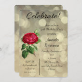 Red Rose op een Golden Bokeh Lights Birthday Kaart (Voorkant / Achterkant)