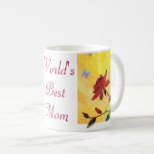 Red Rose op Gele Wereld Beste Mam Mok (Voorkant rechts)