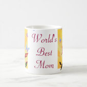 Red Rose op Gele Wereld Beste Mam Mok (Center)