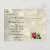 Red Rose op Golden Bokeh Wedding Save The Date Aankondigingskaart (Achterkant)