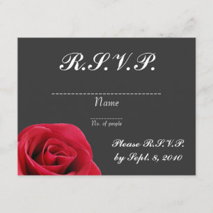 Red Rose op grijze RSVP-kaart RSVP Kaartje