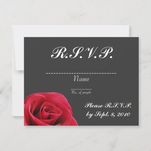 Red Rose op grijze RSVP-kaart RSVP Kaartje (Voorkant)