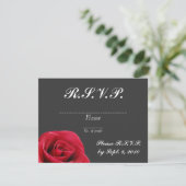Red Rose op grijze RSVP-kaart RSVP Kaartje (Staand voorkant)
