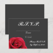 Red Rose op grijze RSVP-kaart RSVP Kaartje (Voorkant / Achterkant)
