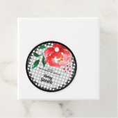 Red Rose op het Black White Gingham Vrijgezellenfe Bedankjes Labels (In situ)