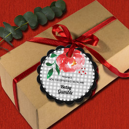 Red Rose op het Vrijgezellenfeest Gingham Bedankjes Labels