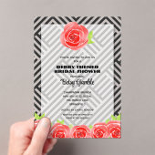 Red Rose op het Vrijgezellenfeest Stripes Derby Acryl Uitnodigingen (Insitu (Draagbaar))