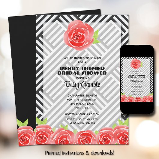 Red Rose op het Vrijgezellenfeest Stripes Derby Kaart