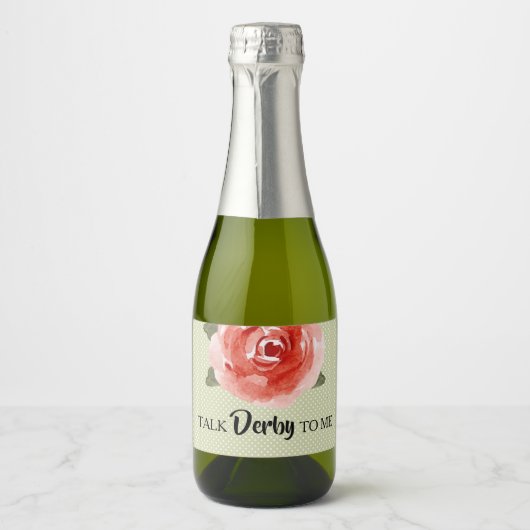 Red Rose op Limoen Derby Mini Mousserende Wijnlabe Sparkling Wijnetiket (Voorkant)