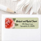 Red Rose op Limoen Stippen Retouradreslabels Etiket (Insitu)