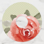 Red Rose op Limoen Stippen Wijnglaslabel (Voorkant)